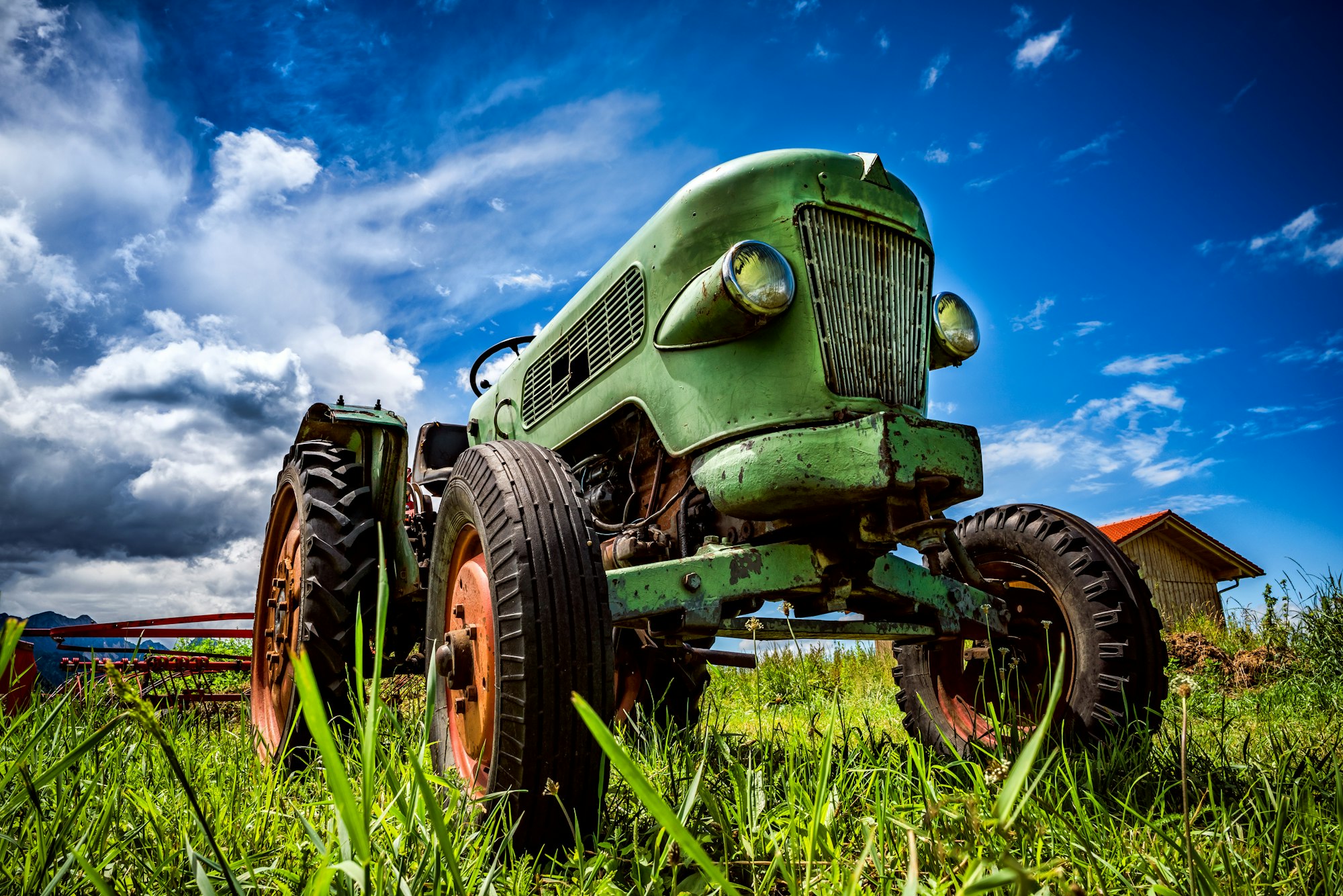 Old tractor in the Alpine meadows